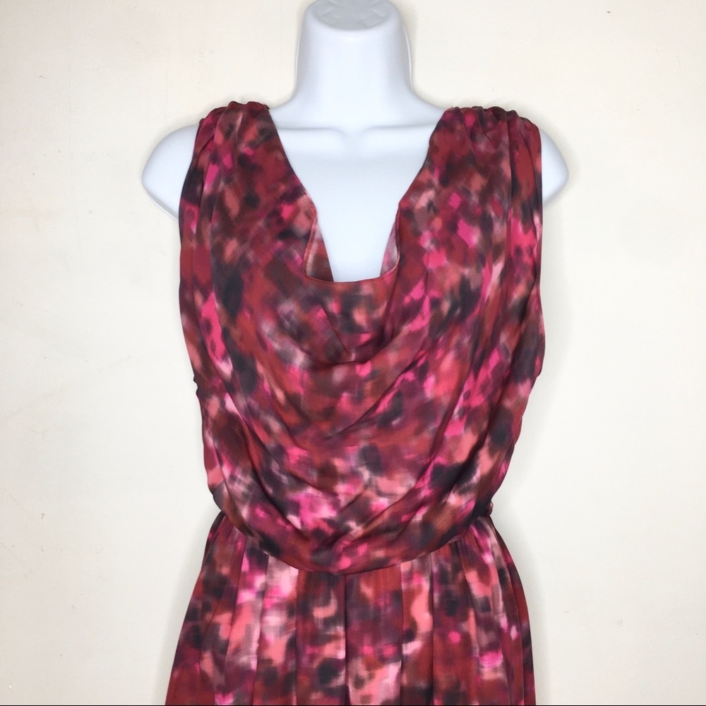 Alicia + Olivia Red‎ Watercolor Silk Mini Dress - Picture 13 of 16